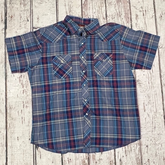 Vintage Western Pearl Snap Wrangler Button Down Cowboy Rancher Shirt - Picture 1 of 4